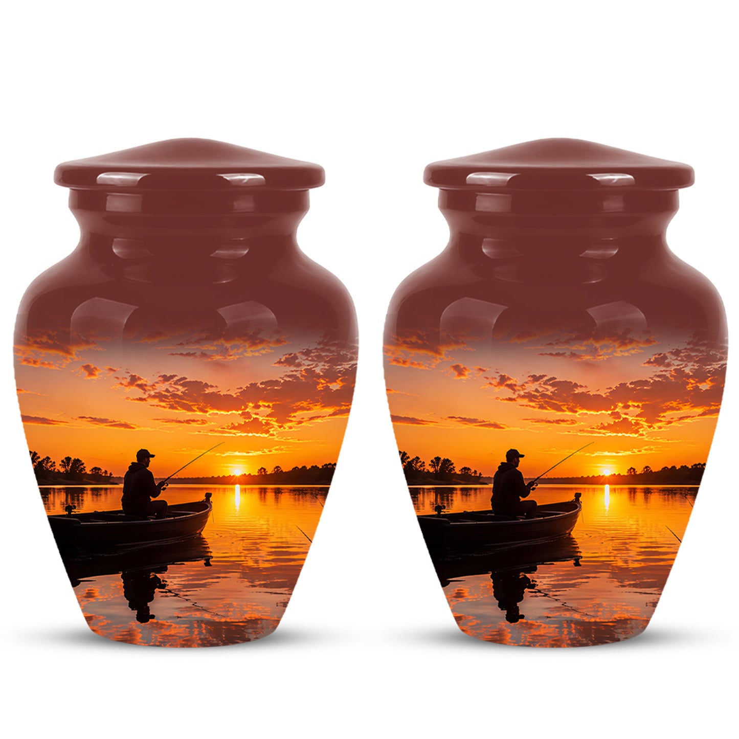 Fishing Sunset Cremation Urn - Beautiful Custom Urns For Dad On Sale