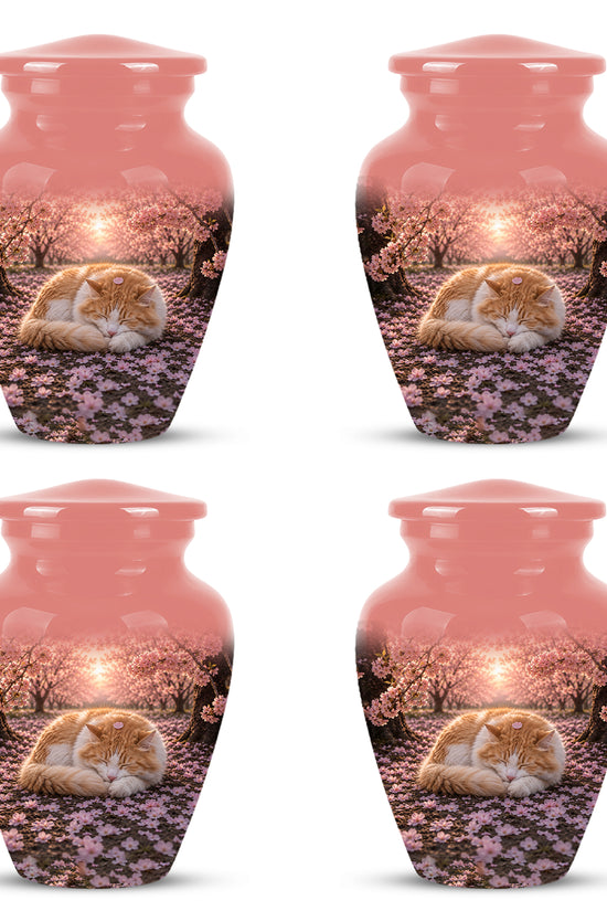Orange Sleeping Cat - A Peaceful Resting Tribute Urns For Pet Ashes
