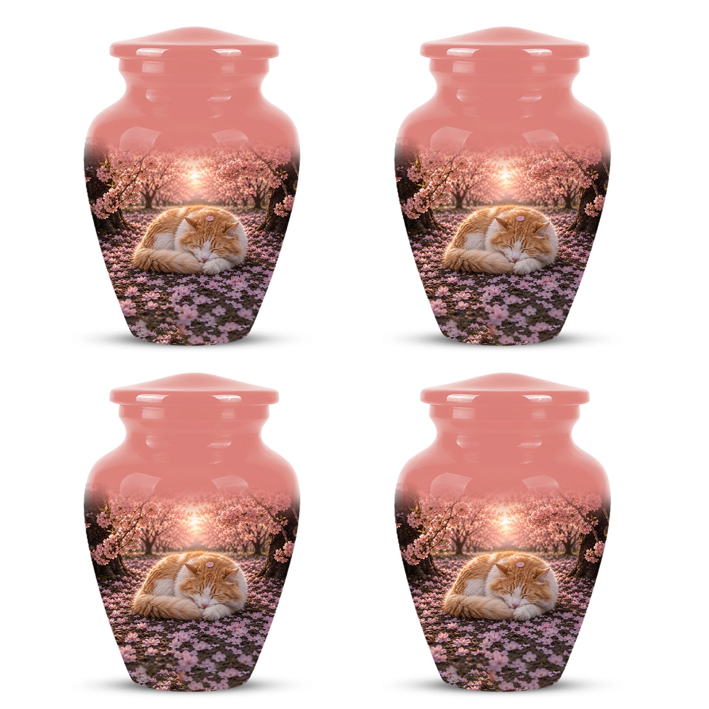 Orange Sleeping Cat - A Peaceful Resting Tribute Urns For Pet Ashes