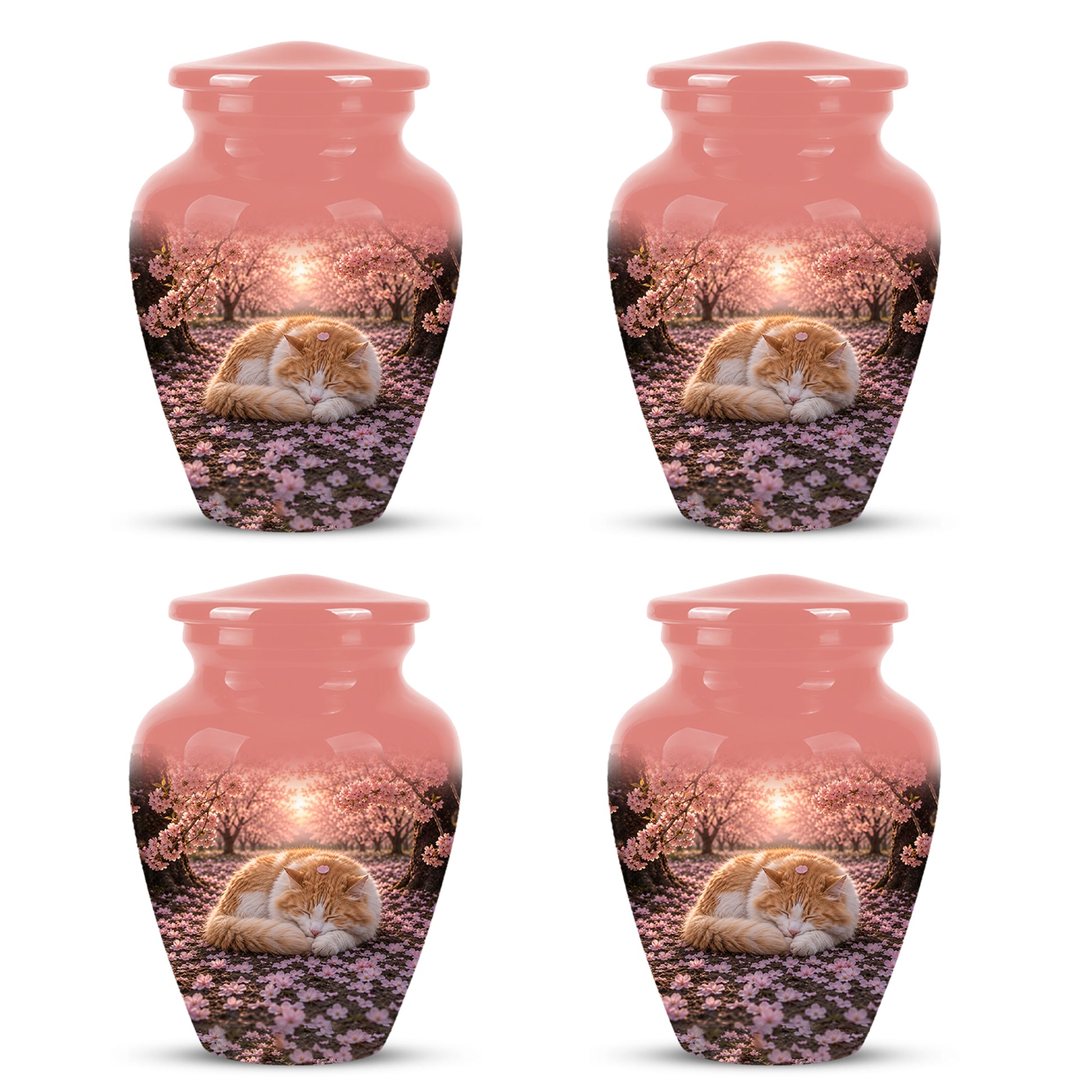 Orange Sleeping Cat - A Peaceful Resting Tribute Urns For Pet Ashes