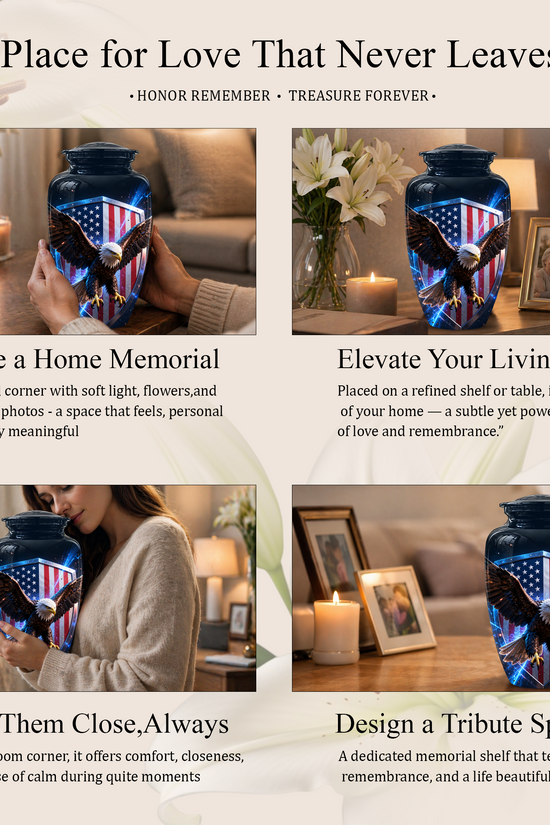 American Bald Eagle Memorial Urn - Personalized Funeral Urns For Ashes