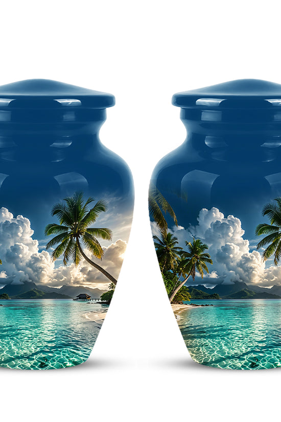 Tropical Beach Cremation Urn - Custom Memorial Urns For Women Ashes