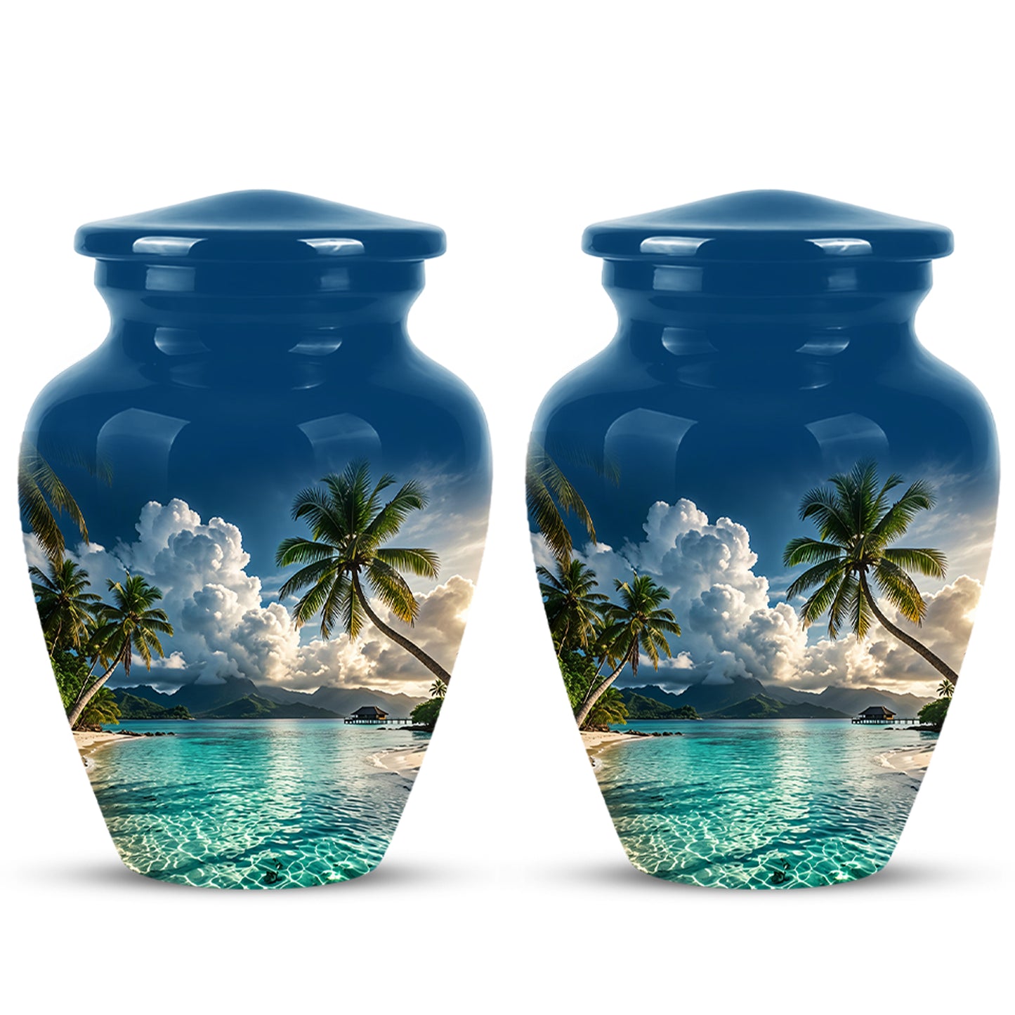 Tropical Beach Cremation Urn - Custom Memorial Urns For Women Ashes