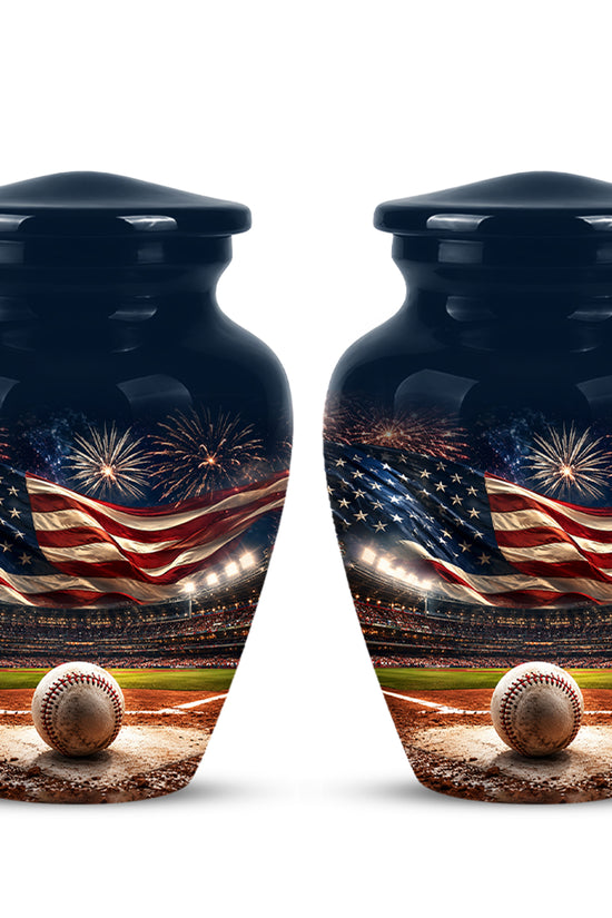 Patriotic Baseball Cremation Urn - Personalized Memorial Urns For Athletes