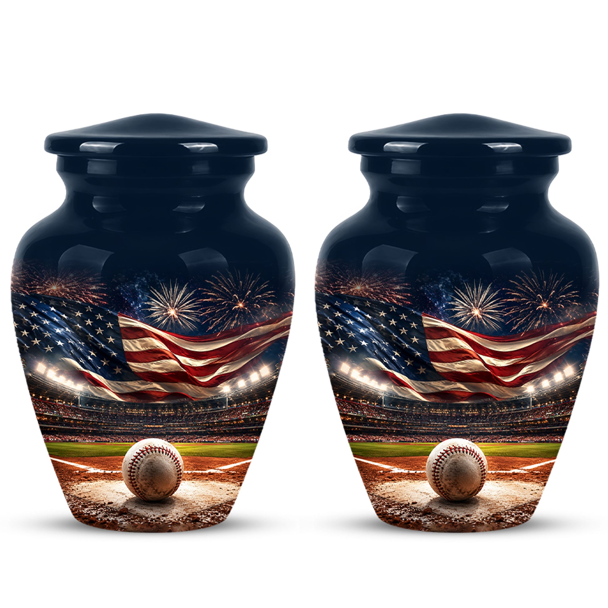 Patriotic Baseball Cremation Urn - Personalized Memorial Urns For Athletes