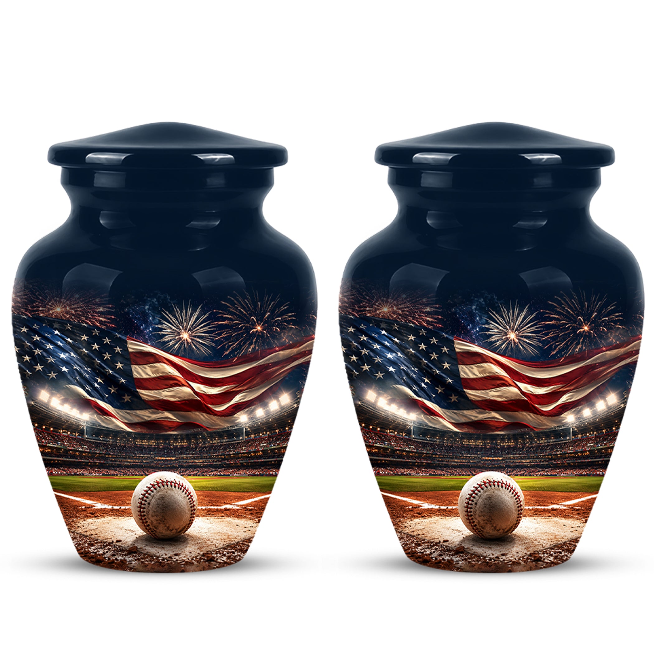 Patriotic Baseball Cremation Urn - Personalized Memorial Urns For Athletes