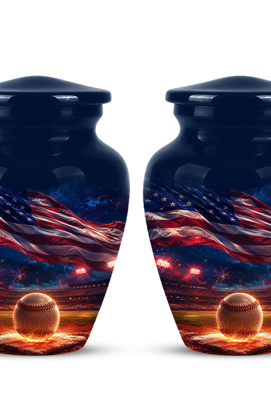 Baseball With American Flag - Custom Baseball Urns For Patriotic Human
