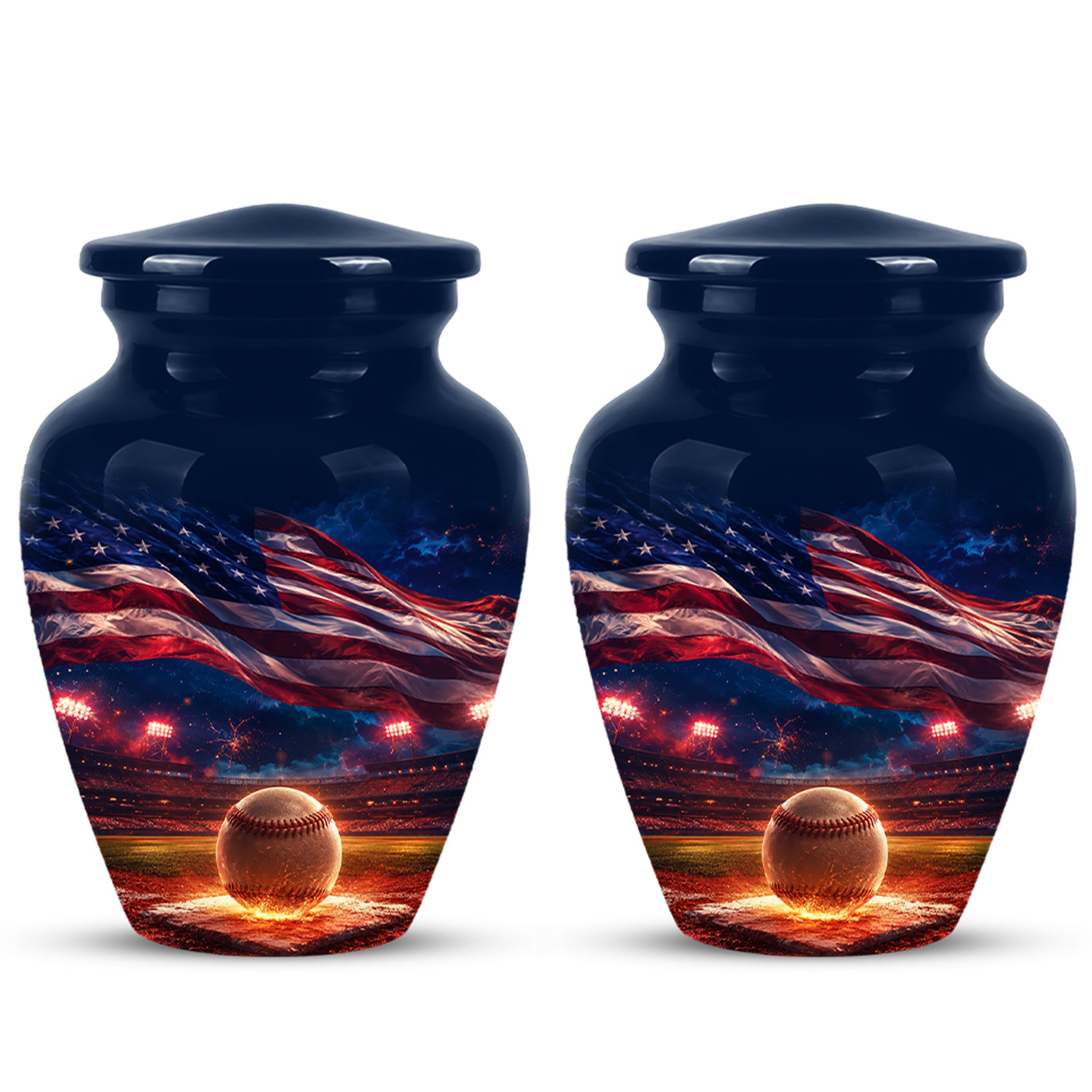 Baseball With American Flag - Custom Baseball Urns For Patriotic Human