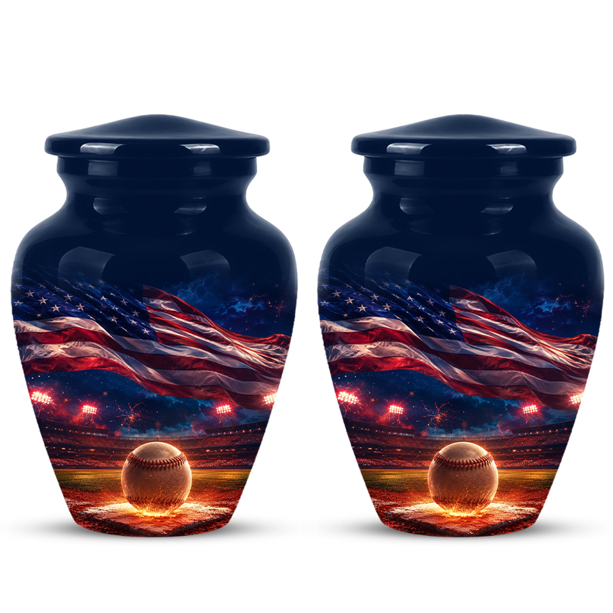Baseball With American Flag - Custom Baseball Urns For Patriotic Human