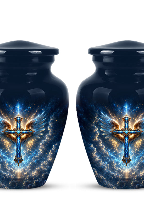 Celestial Jesus Cross Urn - Artistic Handcrafted Urns For Men & Women