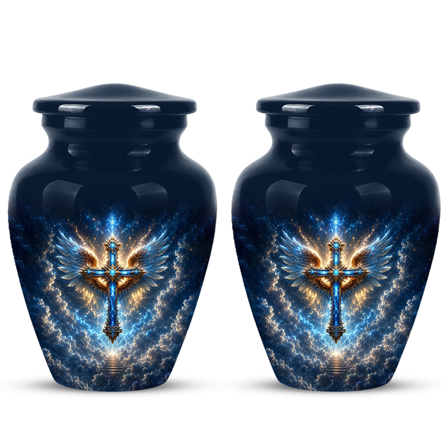 Celestial Jesus Cross Urn - Artistic Handcrafted Urns For Men & Women