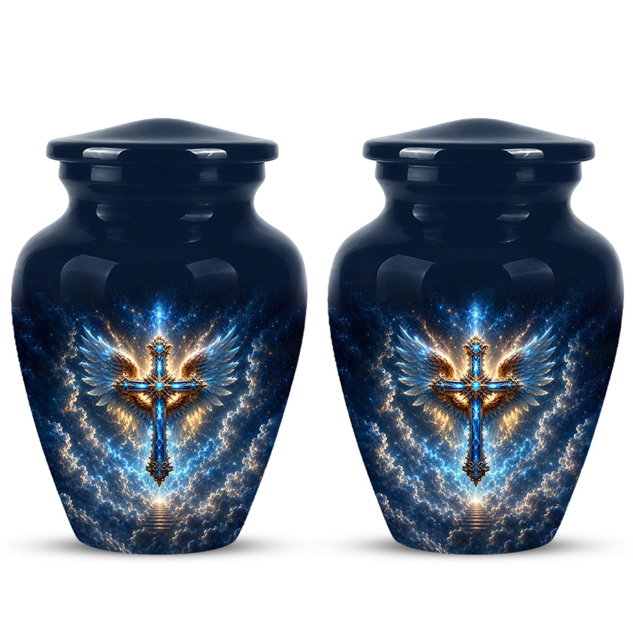 Celestial Jesus Cross Urn - Artistic Handcrafted Urns For Men & Women