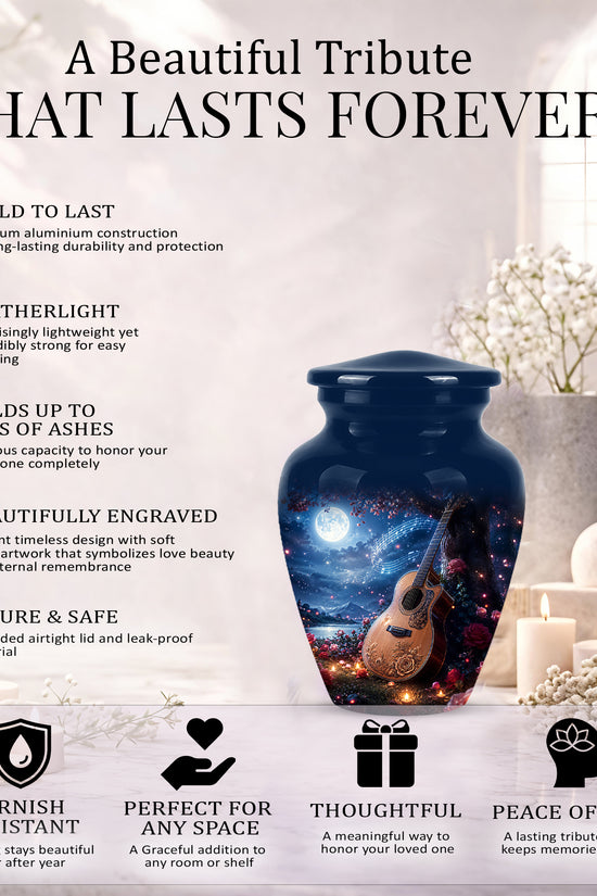 Artistic Guitar Memorial Urn - Beautifully Handcrafted Urns For Humans
