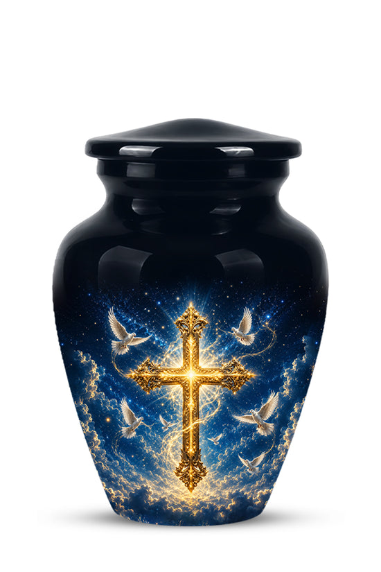 Golden Cross Cremation Urn – Celestial Urns For Men & Women Ashes