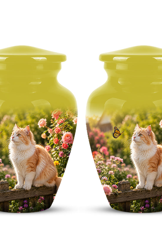 Orange Cat Cremation Urn - Beautiful Eternal Tribute Urn For Pet Ashes