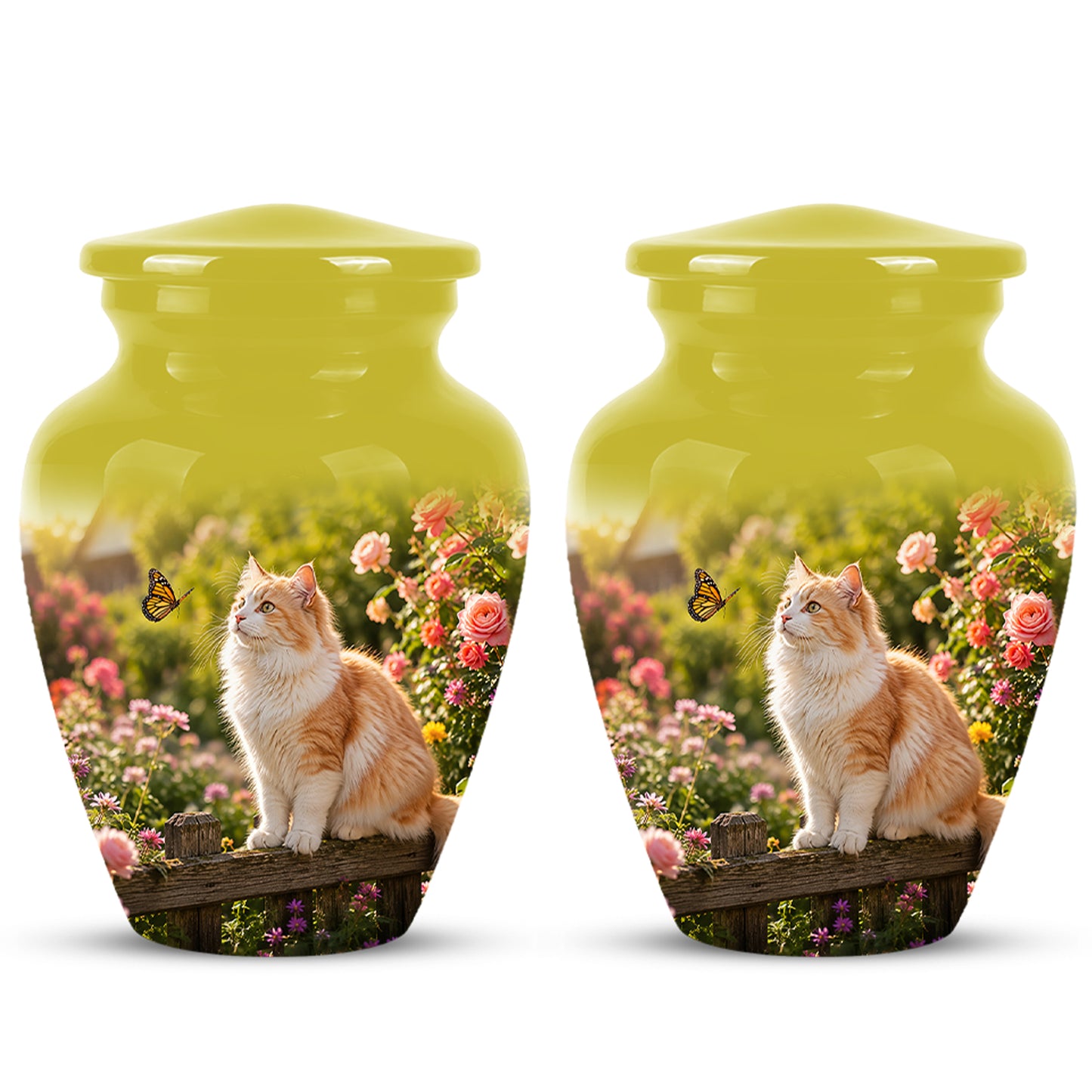 Orange Cat Cremation Urn - Beautiful Eternal Tribute Urn For Pet Ashes