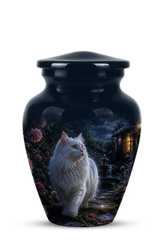 Beautiful White Cat Cremation Urn -  Personalized Handcrafted Pet Urns