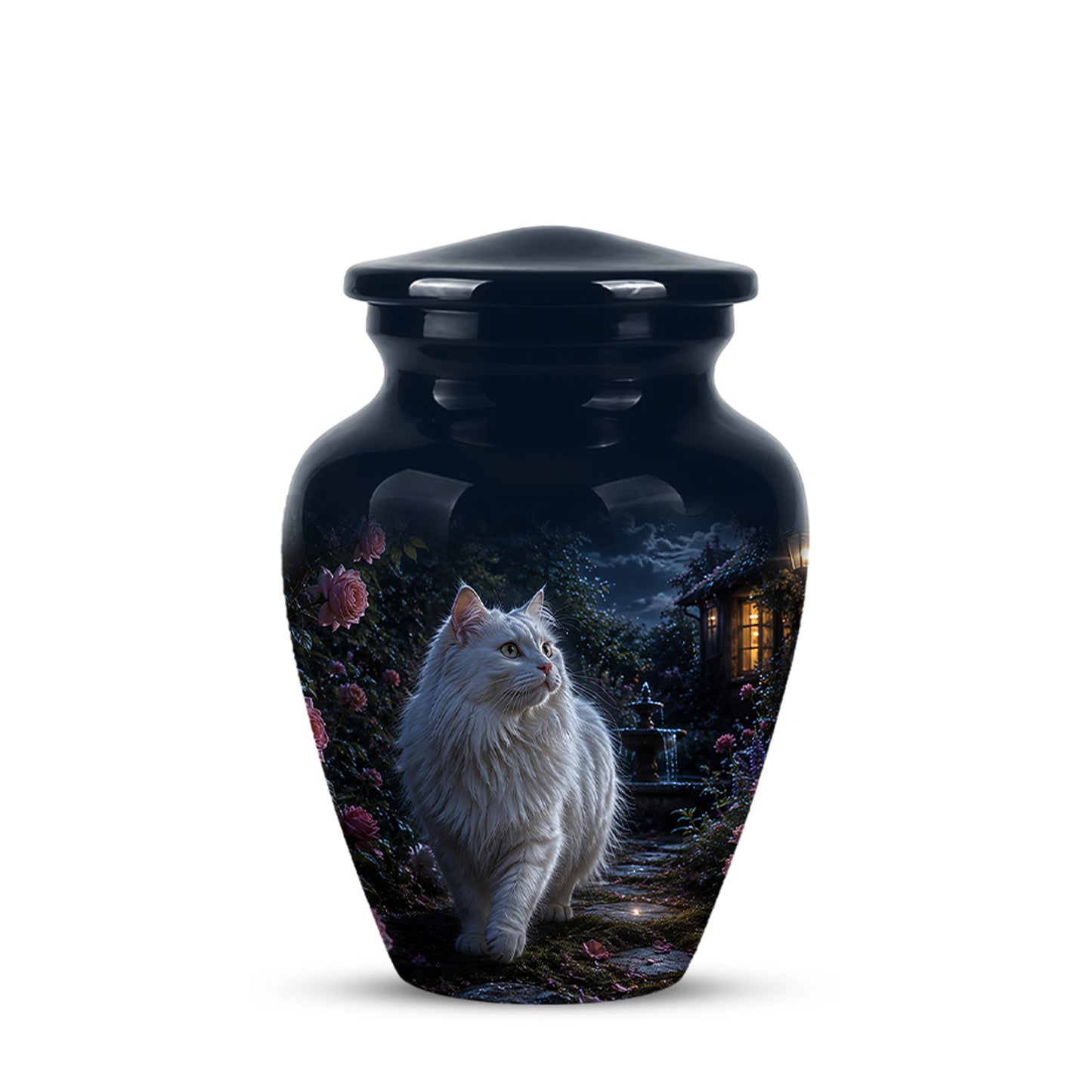 Beautiful White Cat Cremation Urn -  Personalized Handcrafted Pet Urns