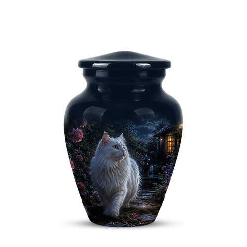 Beautiful White Cat Cremation Urn -  Personalized Handcrafted Pet Urns