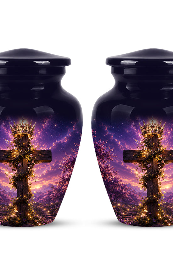 Cross With Crown Cremation Urn for Ashes – Spiritual Memorial Urns