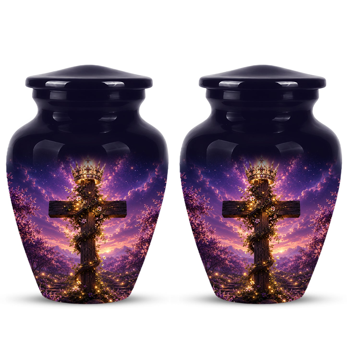 Cross With Crown Cremation Urn for Ashes – Spiritual Memorial Urns