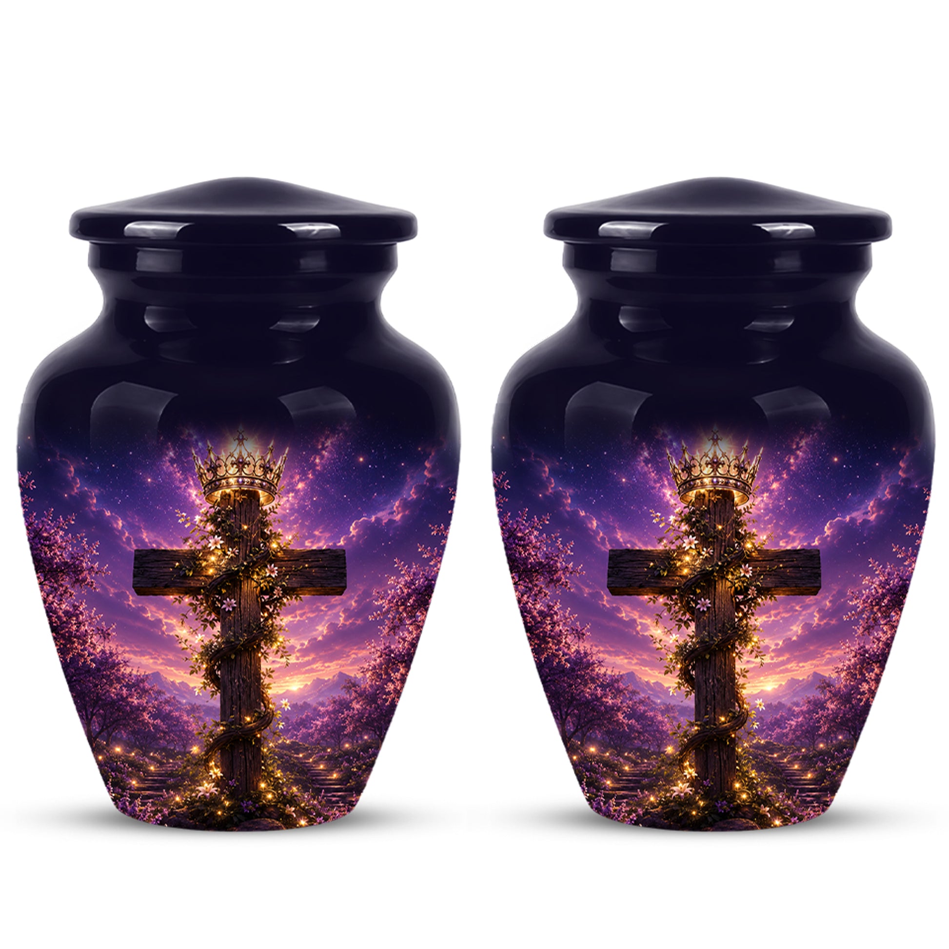 Cross With Crown Cremation Urn for Ashes – Spiritual Memorial Urns