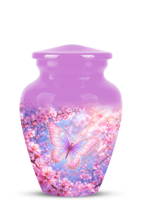 Beautiful Pink Butterfly Cremation Urn - Peaceful Tribute Urns For Mom
