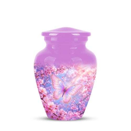 Beautiful Pink Butterfly Cremation Urn - Peaceful Tribute Urns For Mom