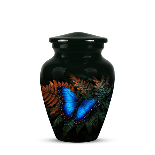 Blue Butterfly Cremation Urns - Black Memorial Urns For Women Ashes