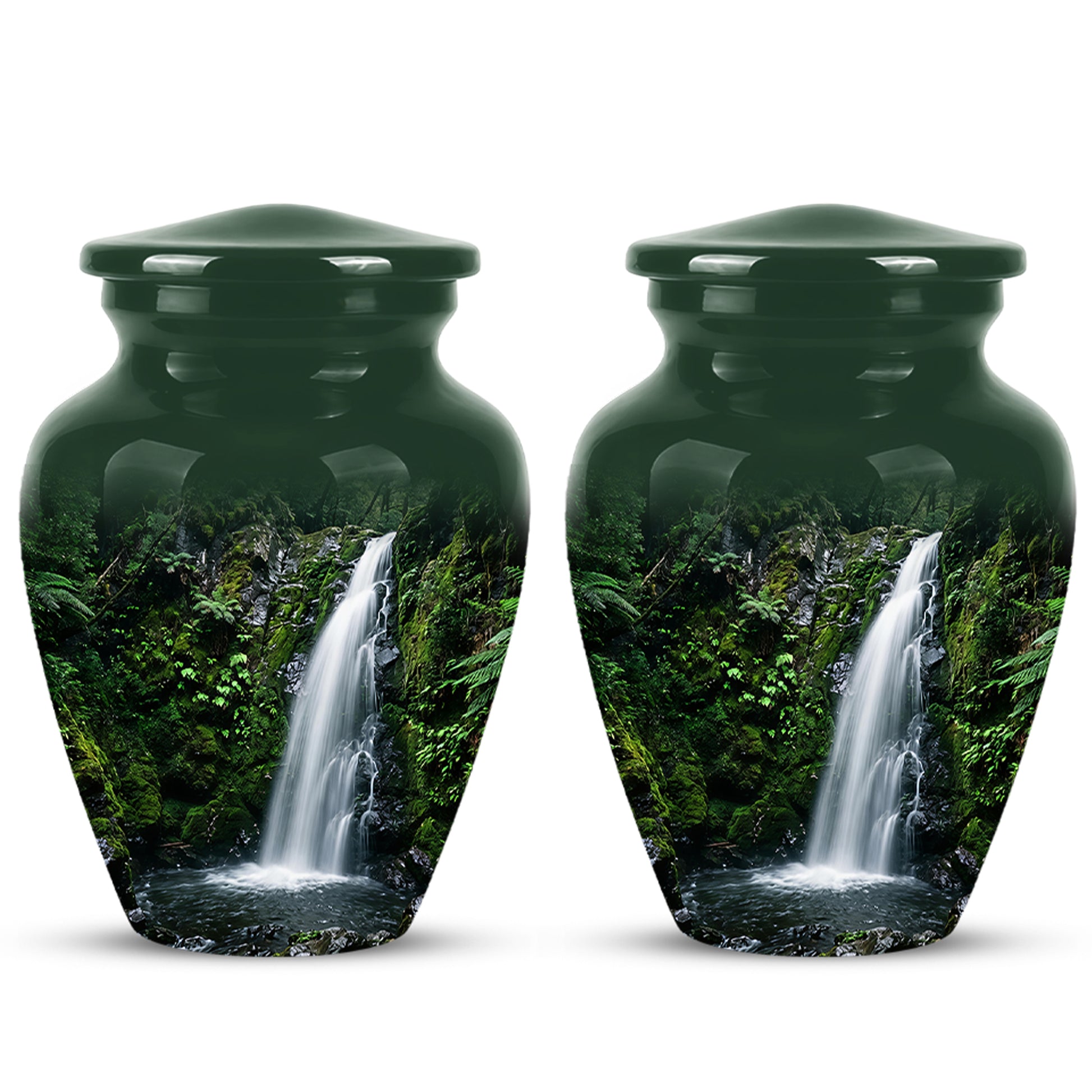 Waterfall Themed Memorial Urn - Peaceful Tribute Urn For Nature Lover