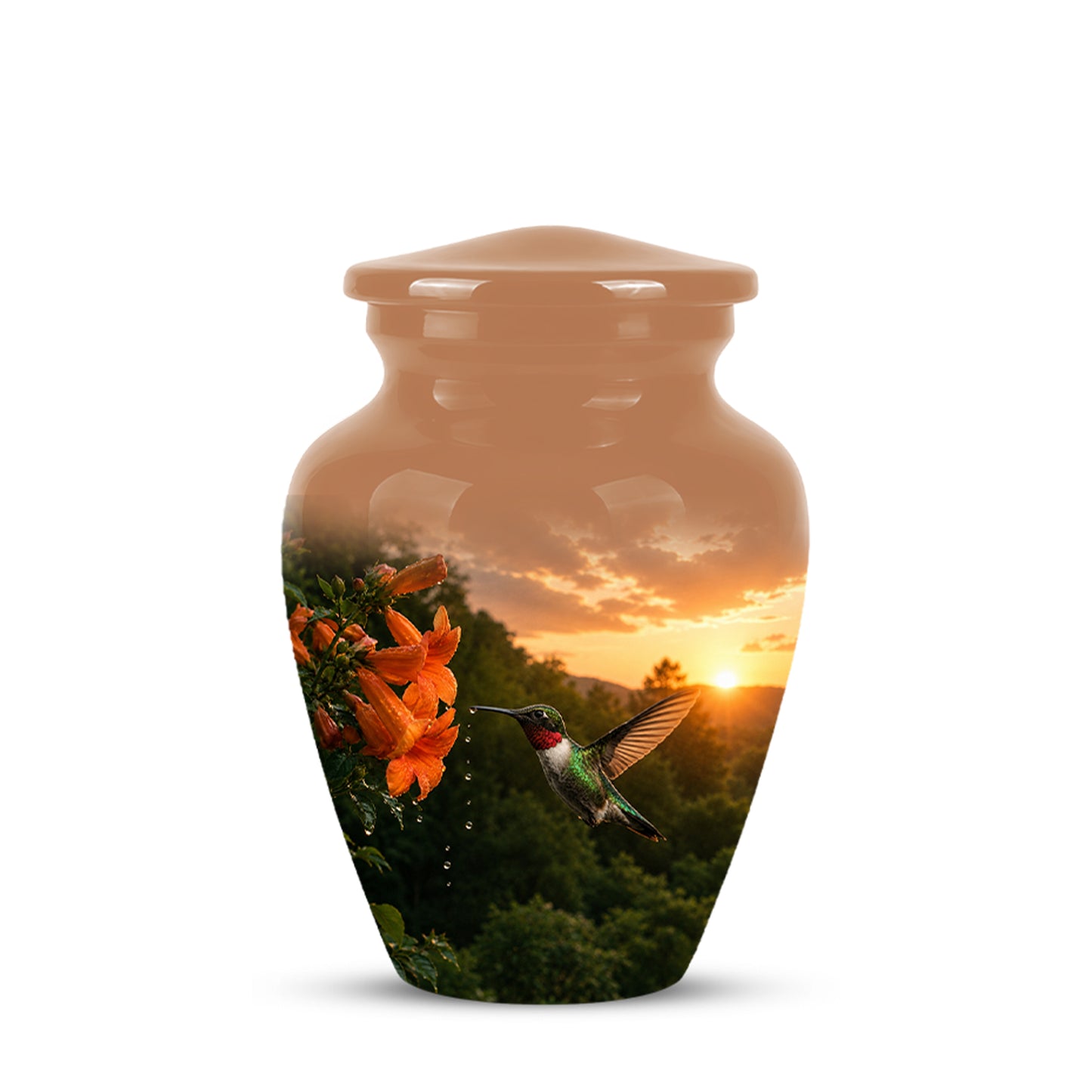 Hummingbird Memorial Urn - Custom Sunset Scenic Urns For Human Ashes