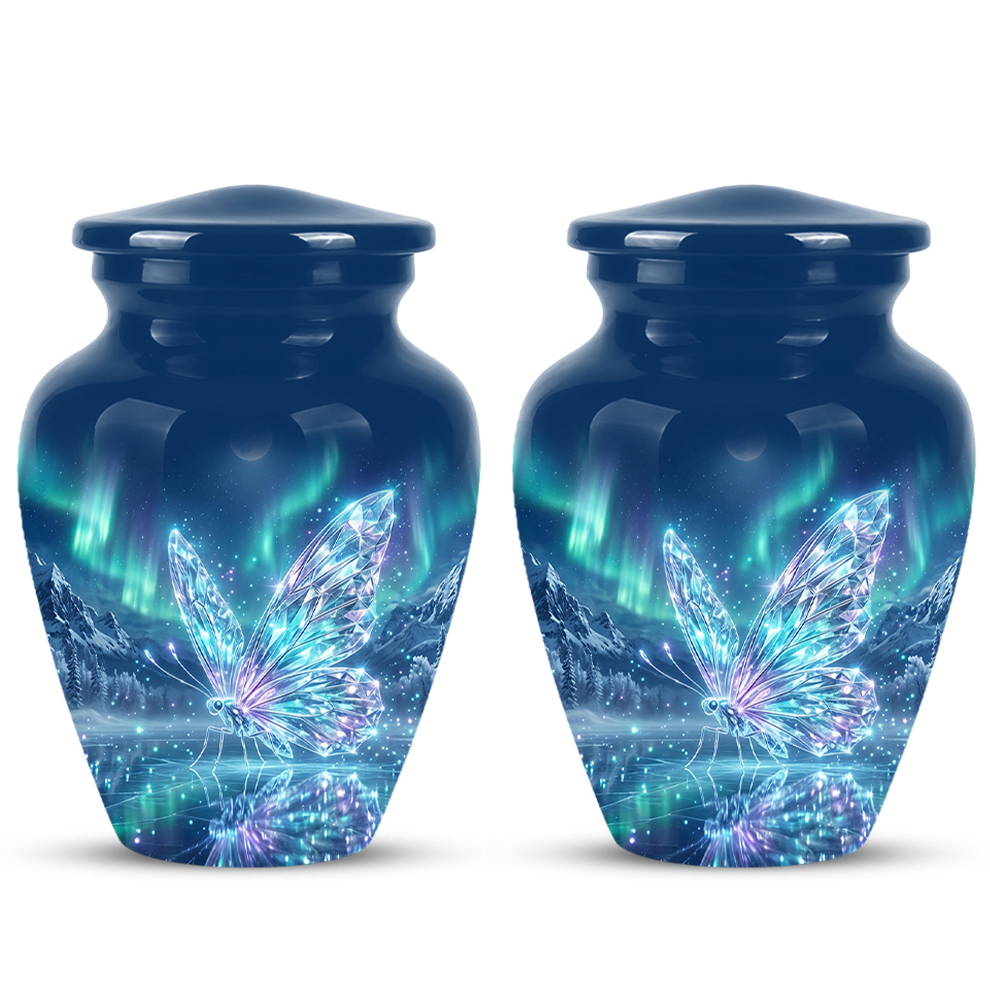 Glowing Butterfly Cremation Urn - Beautiful Blue Memorial Urns For Mom