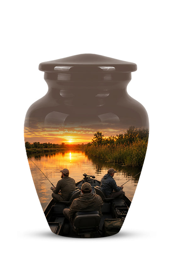 Fisherman Sunset Cremation Urn - Personalized Burial Urns For Ashes