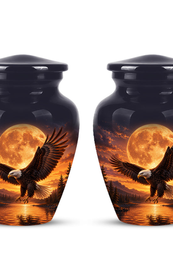 Personalized Flying Eagle Cremation Urn - Celestial Moon Memorial Urns