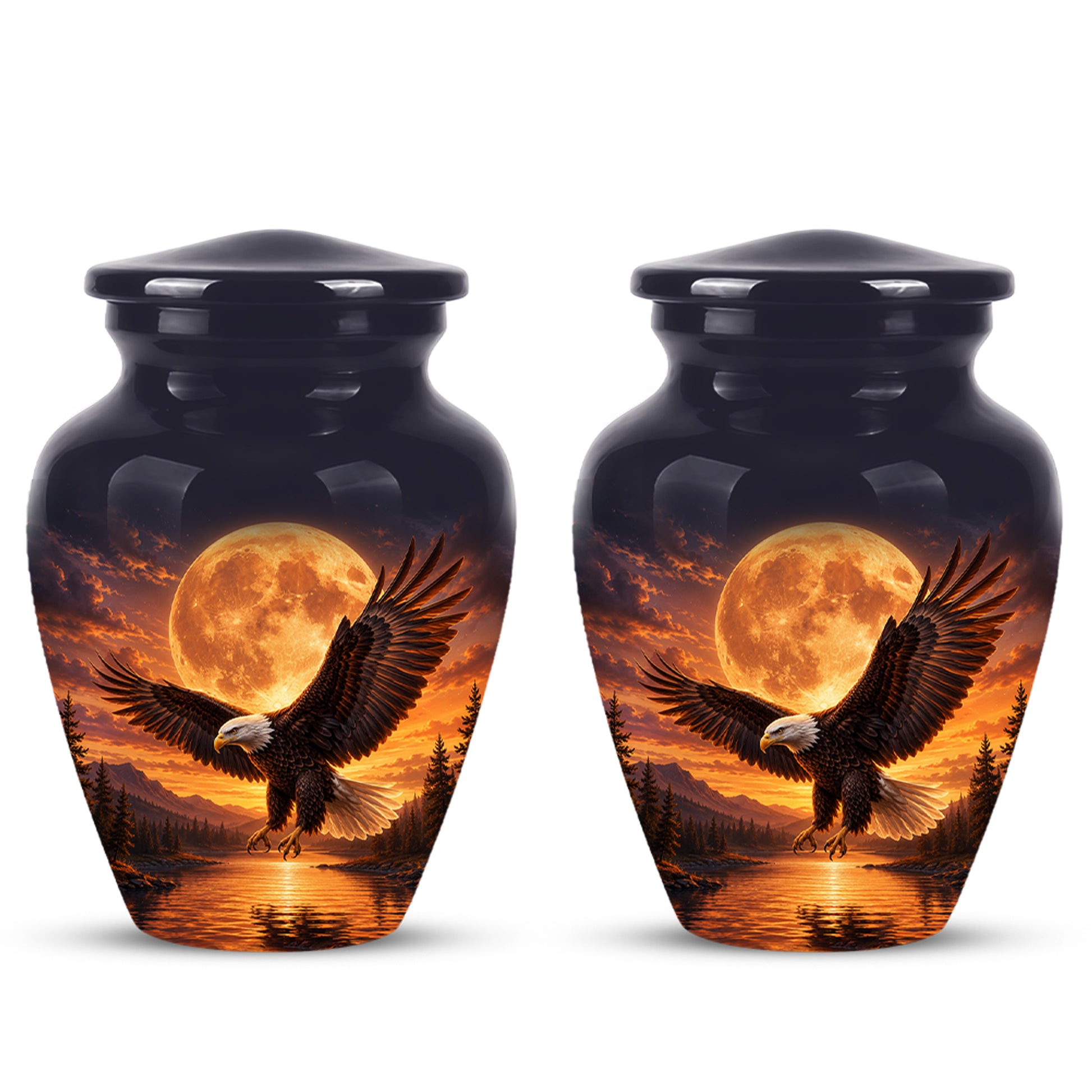 Personalized Flying Eagle Cremation Urn - Celestial Moon Memorial Urns