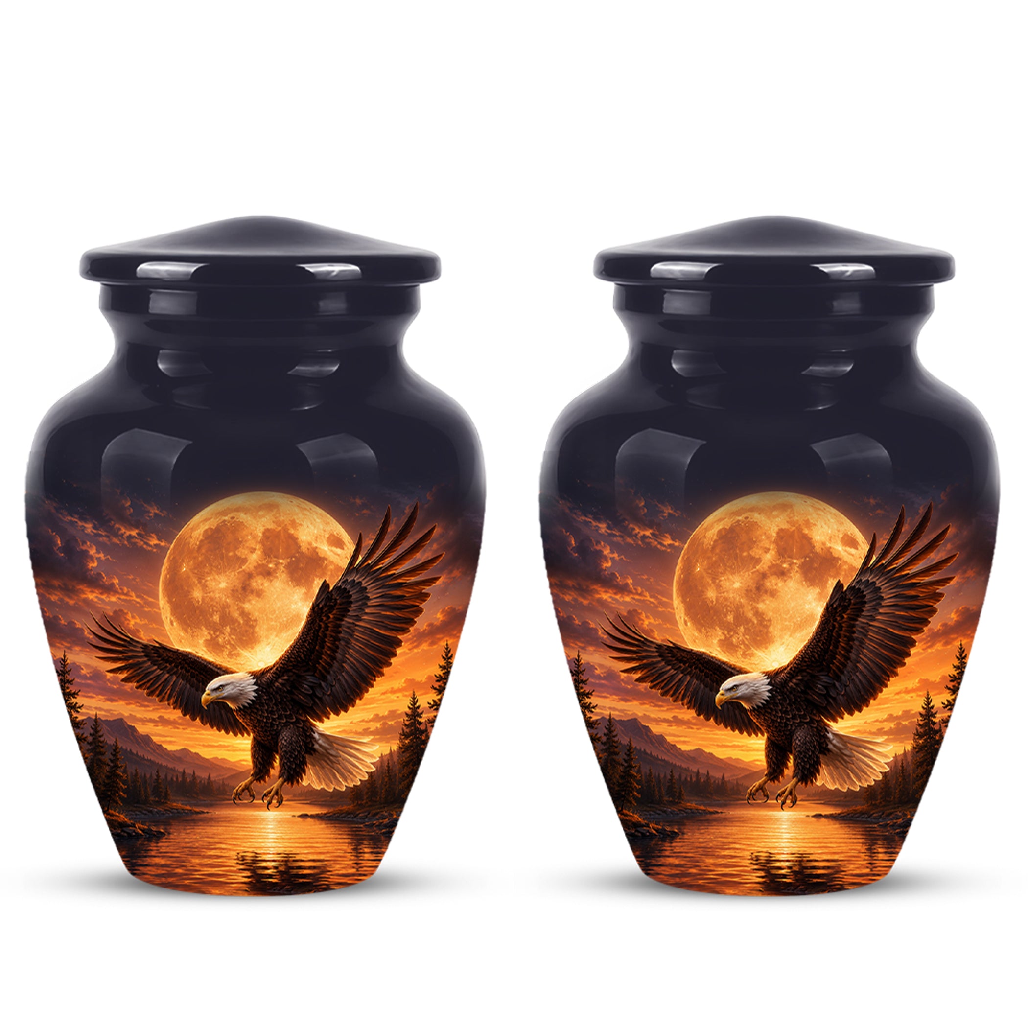 Personalized Flying Eagle Cremation Urn - Celestial Moon Memorial Urns