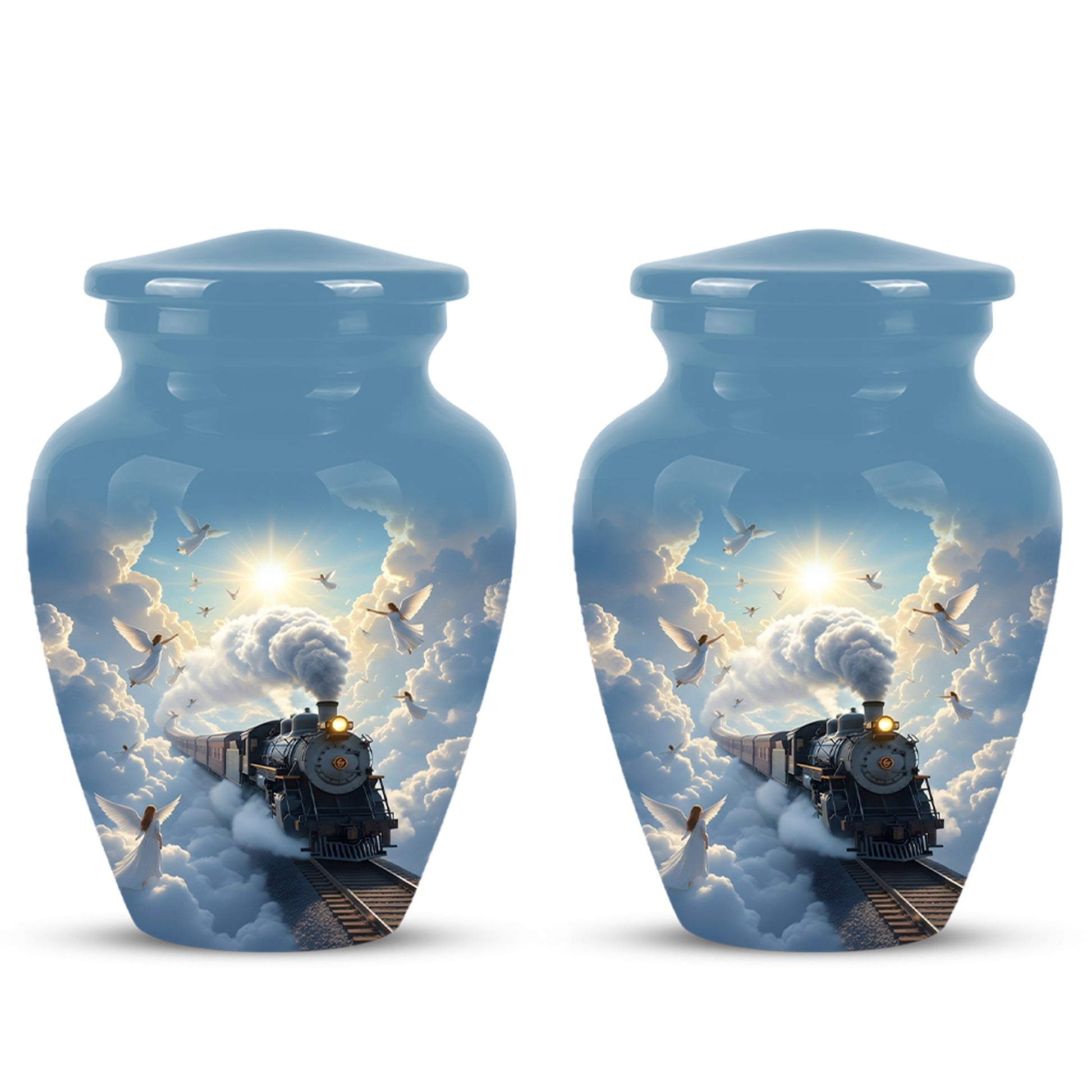 Heavenly Train Cremation Urn – Angel Clouds Memorial Urns For Ashes