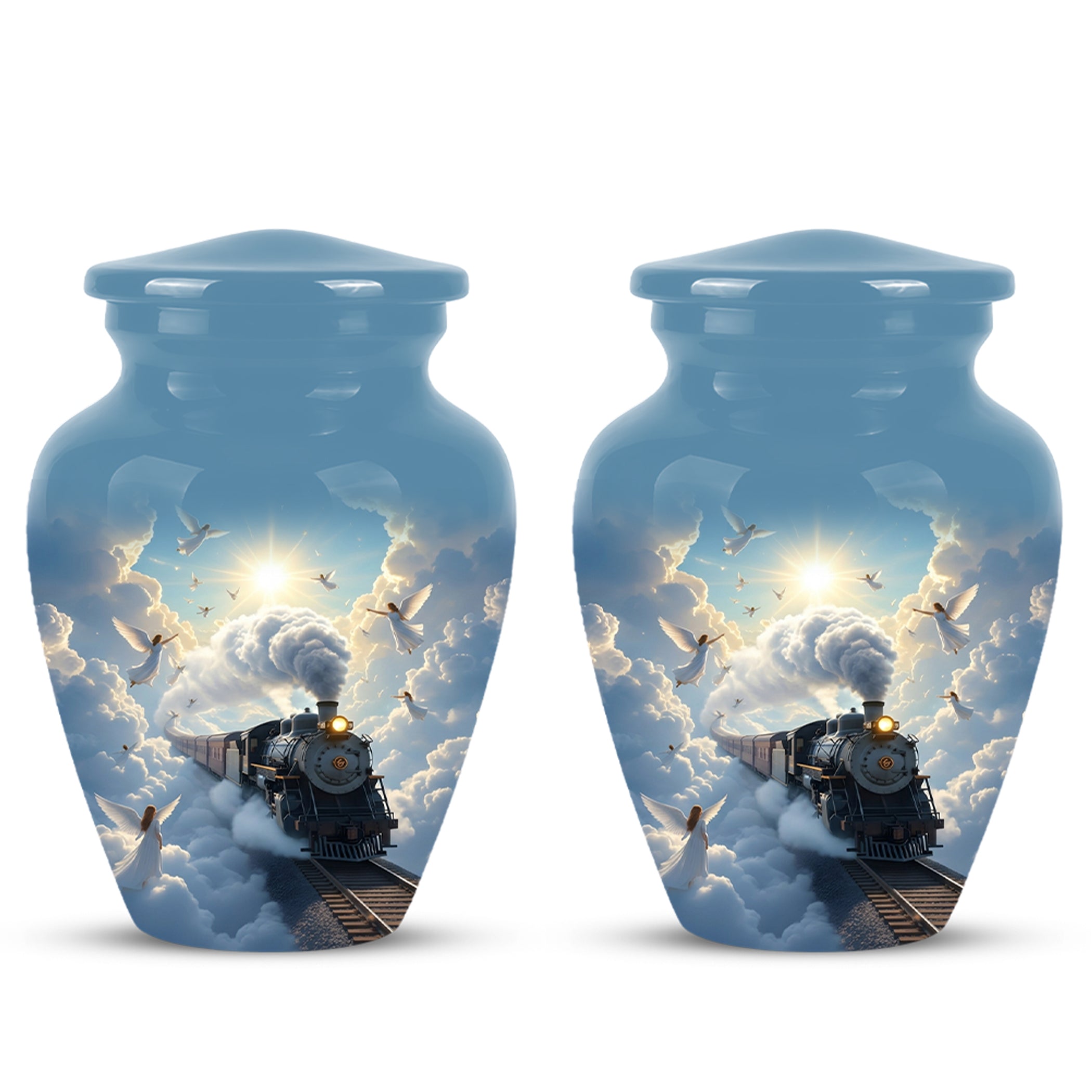 Heavenly Train Cremation Urn – Angel Clouds Memorial Urns For Ashes