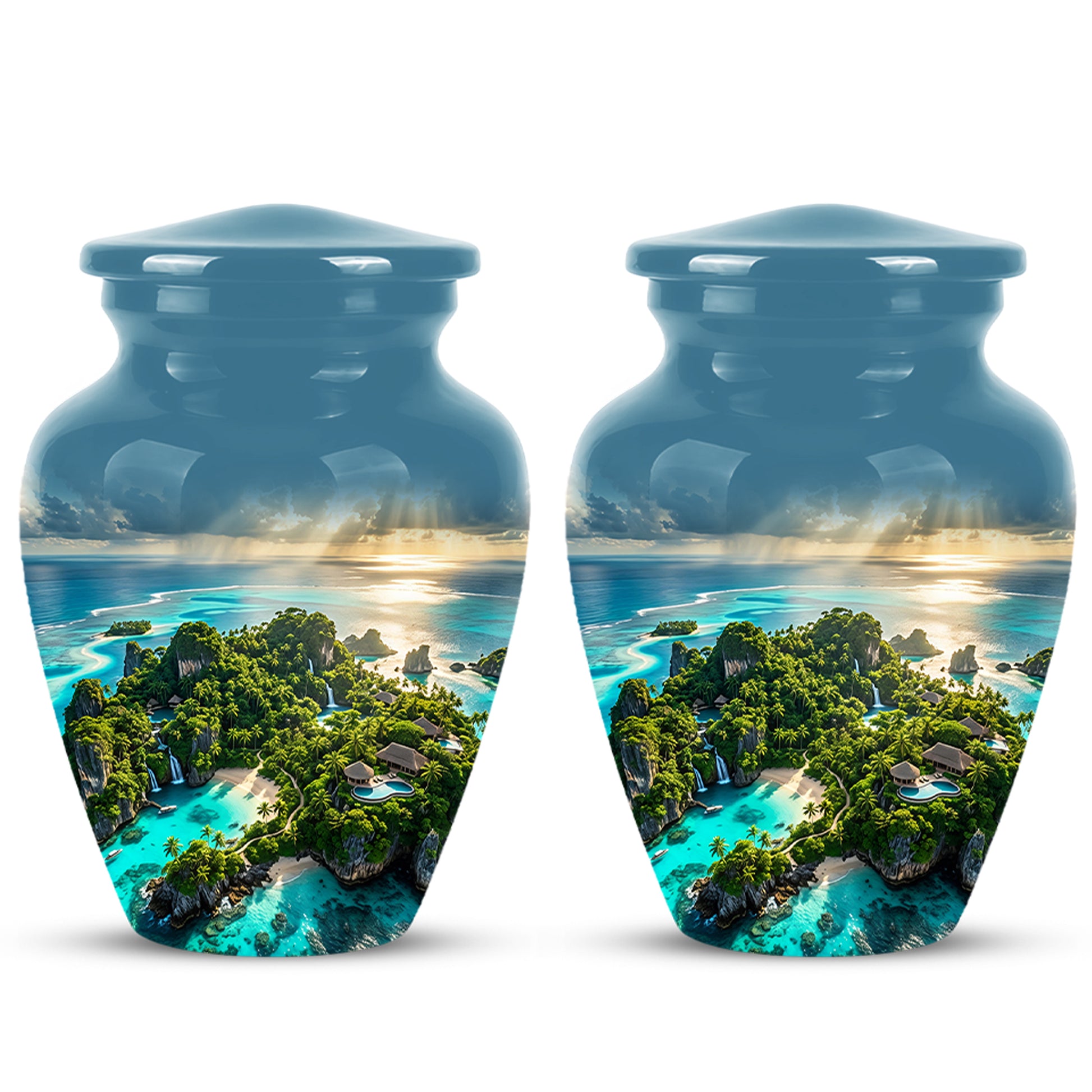 Beach Island Cremation Urn For Human Ashes - Adult Size Memorial Urns