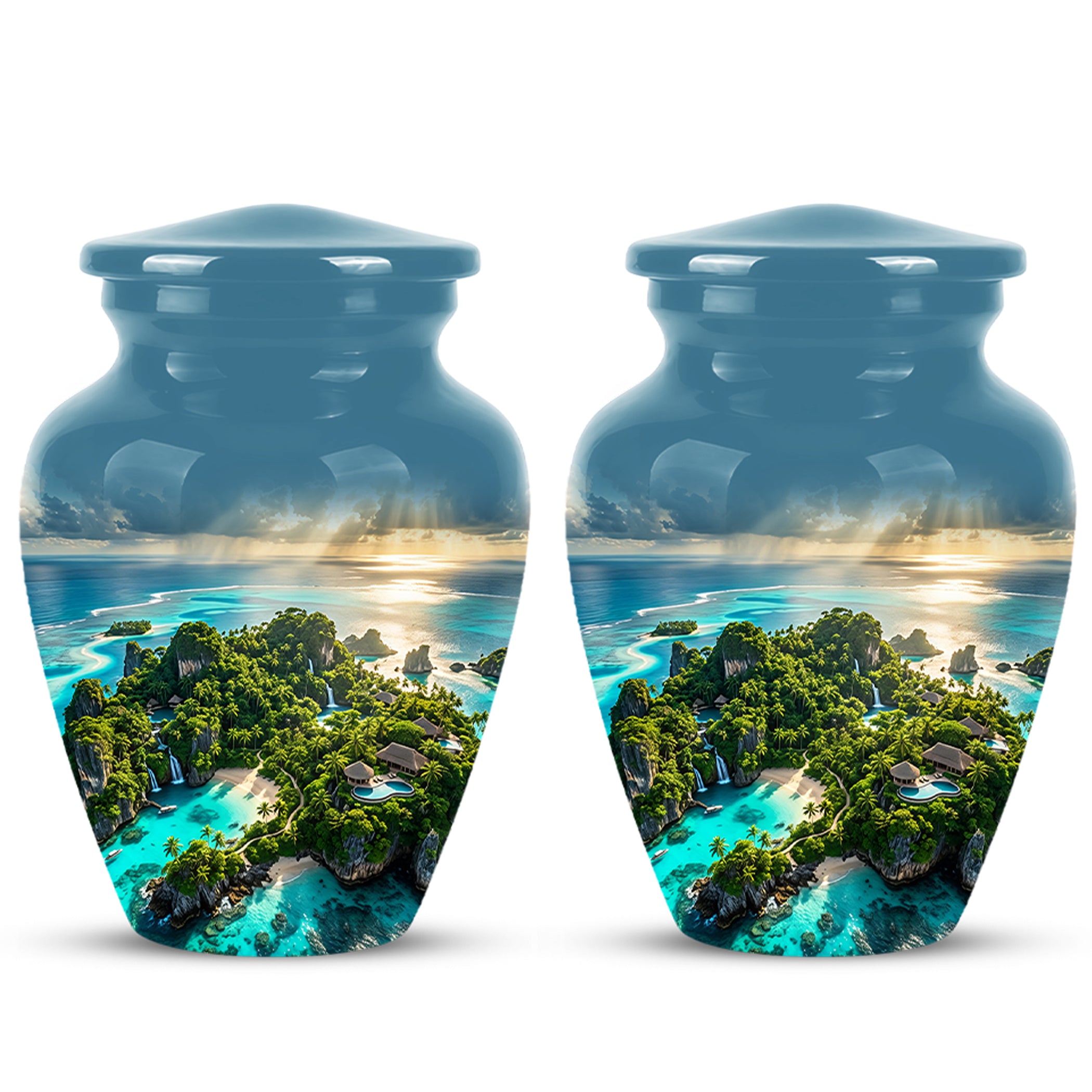Beach Island Cremation Urn For Human Ashes - Adult Size Memorial Urns