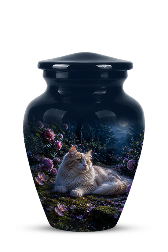 White Cat Memorial Urn - Beautiful Eternal Rest Urns For Pet Ashes