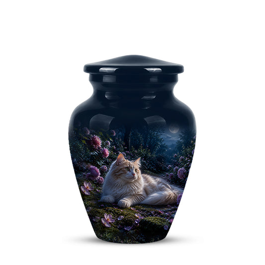White Cat Memorial Urn - Beautiful Eternal Rest Urns For Pet Ashes