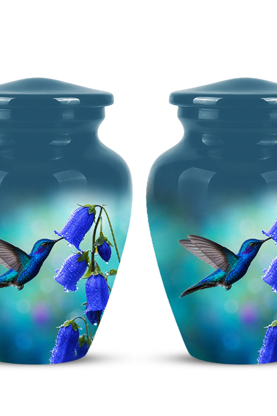 Blue Hummingbird Custom Urn - Majestic Funeral Urns For Ashes On Sale