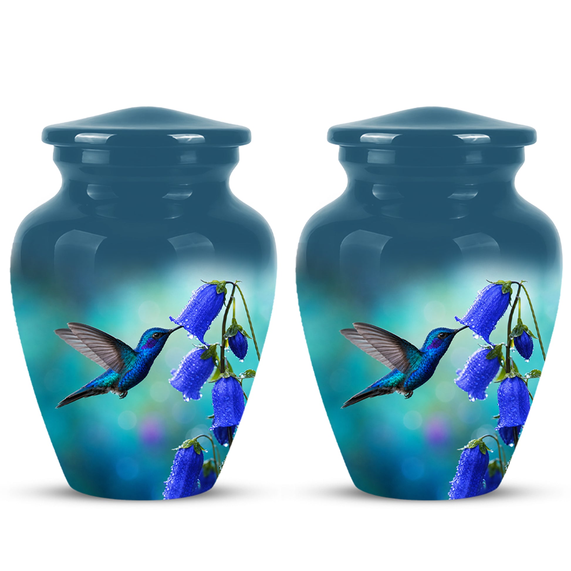 Blue Hummingbird Custom Urn - Majestic Funeral Urns For Ashes On Sale
