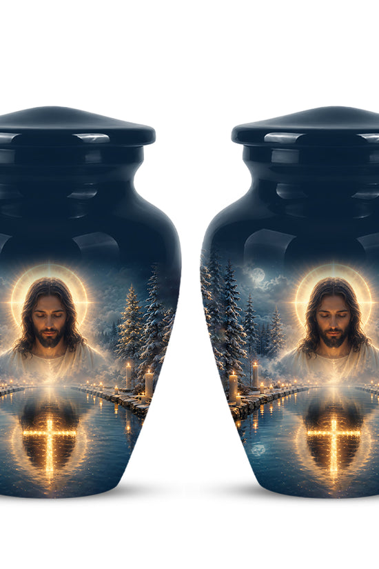 Divine Jesus Cremation Urn for Ashes – Christian Cross Memorial Urn