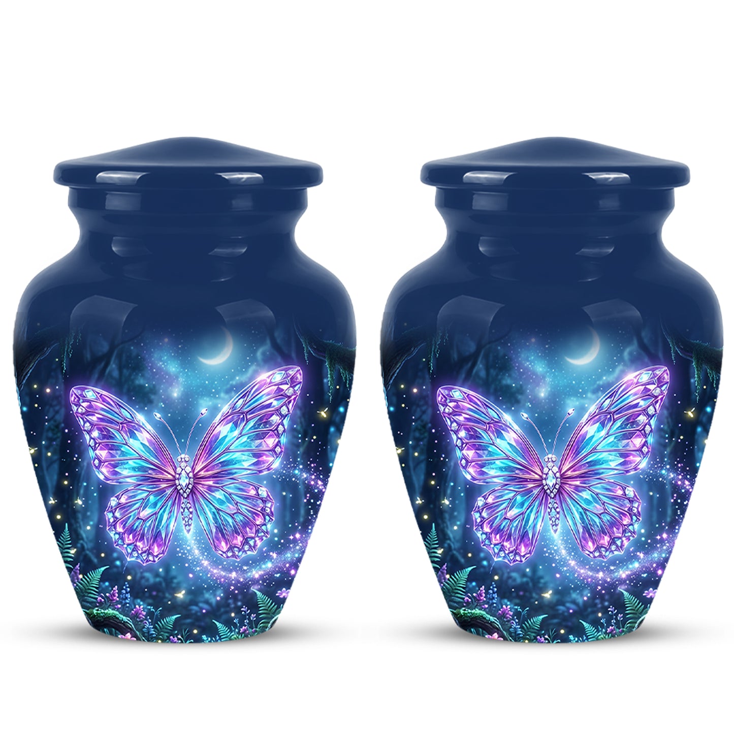 Glowing Colorful Butterfly Memorial Urn - Majestic Urns For Ashes