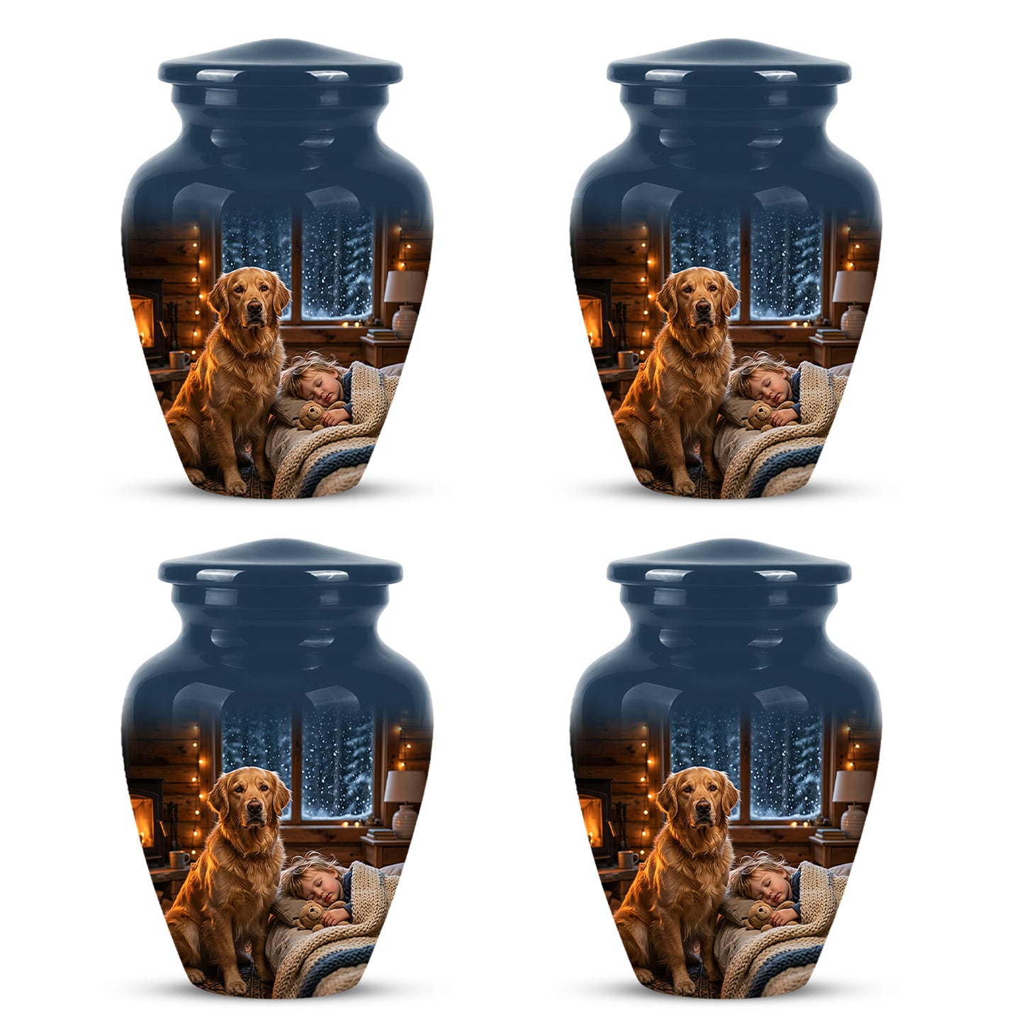 Golden Retriever Dog With Child - Beautiful Custom Pet Urns For Ashes