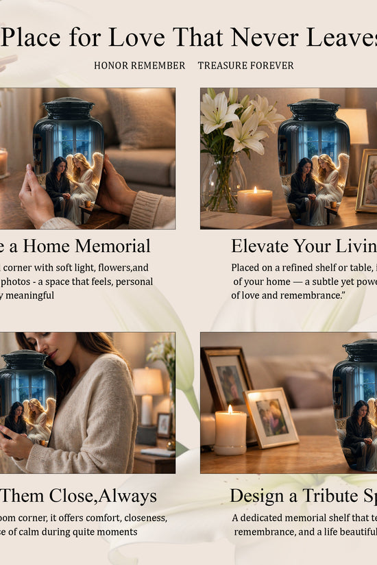 Black Angel Burial Urns - Personalized Memorial Urns For Mother Ashes
