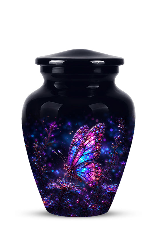 Glowing Purple Butterfly Cremation Urn - Custom Urns For Women Ashes