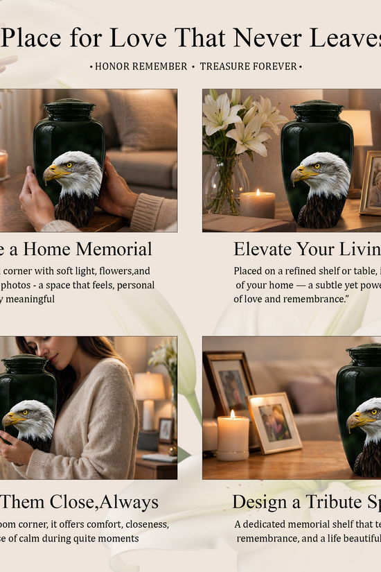 Patriotic Eagle Cremation Urn - Black Memorial Father Urns For Ashes